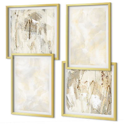 Conjunto de 4 quadros com moldura design de pintura com textura brilhante