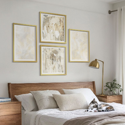 Conjunto de 4 quadros com moldura design de pintura com textura brilhante