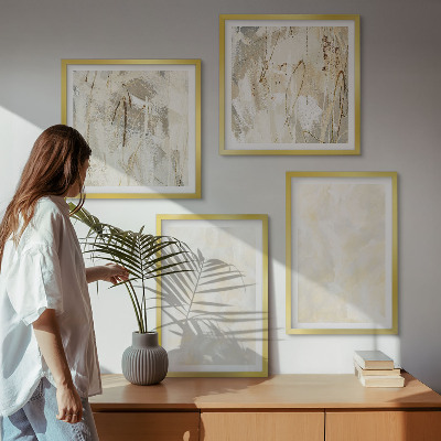 Conjunto de 4 quadros com moldura design de pintura com textura brilhante