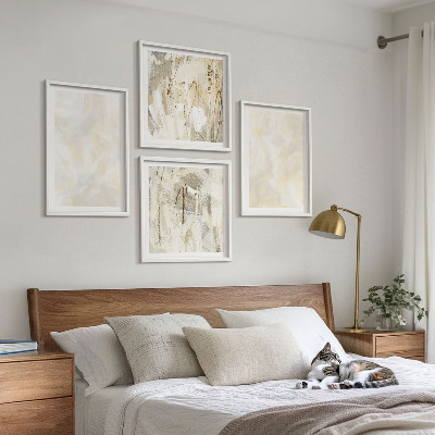 Conjunto de 4 quadros com moldura design de pintura com textura brilhante