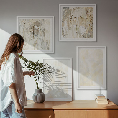 Conjunto de 4 quadros com moldura design de pintura com textura brilhante