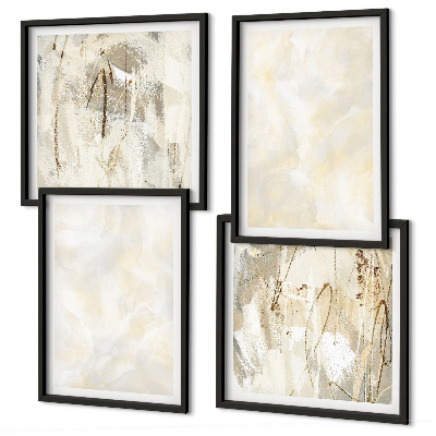 Conjunto de 4 quadros com moldura design de pintura com textura brilhante