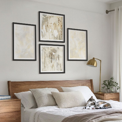 Conjunto de 4 quadros com moldura design de pintura com textura brilhante
