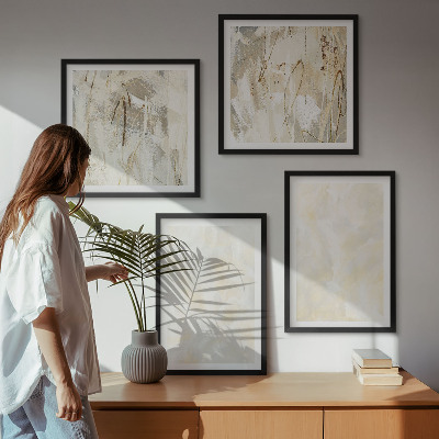 Conjunto de 4 quadros com moldura design de pintura com textura brilhante