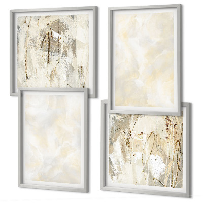 Conjunto de 4 quadros com moldura design de pintura com textura brilhante