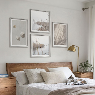 Conjunto de 4 quadros com moldura Detalhes da estrutura em estilo boho