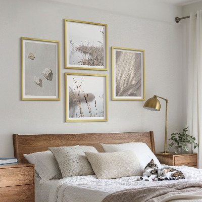 Conjunto de 4 quadros com moldura Detalhes da estrutura em estilo boho