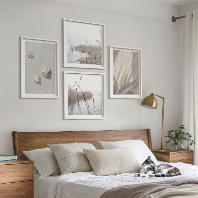 Conjunto de 4 quadros com moldura Detalhes da estrutura em estilo boho