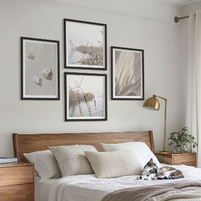Conjunto de 4 quadros com moldura Detalhes da estrutura em estilo boho