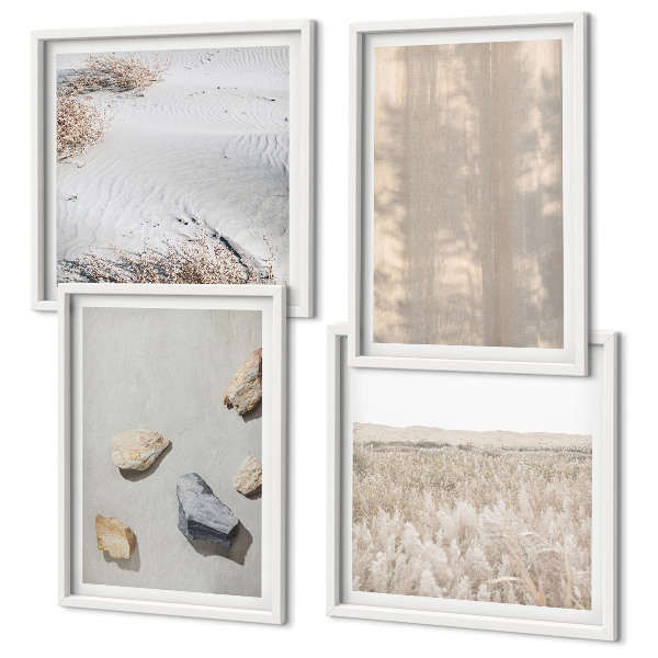 Políptico com moldura Texturas naturais boho