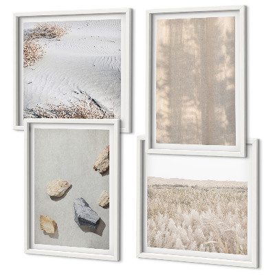Políptico com moldura Texturas naturais boho