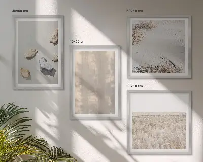 Políptico com moldura com estampa de texturas naturais boho