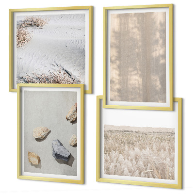 Políptico com moldura Texturas naturais boho