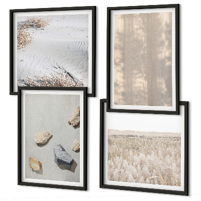 Políptico com moldura Texturas naturais boho