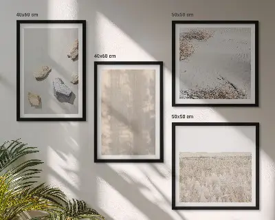 Políptico com moldura com estampa de texturas naturais boho