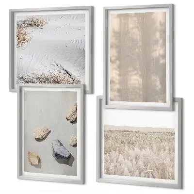 Políptico com moldura com estampa de texturas naturais boho