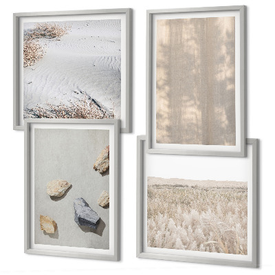 Políptico com moldura Texturas naturais boho