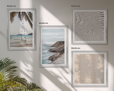 Políptico com moldura Vistas da praia com areia no verão