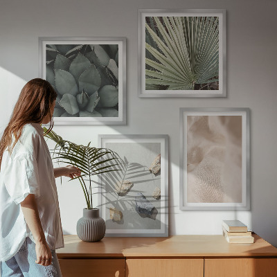 Conjunto de 4 quadros com moldura Texturas de pedra, madeira e tecido