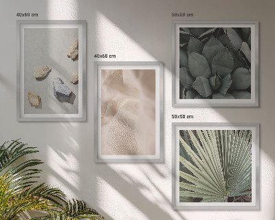 Conjunto de 4 quadros com moldura Texturas de pedra, madeira e tecido