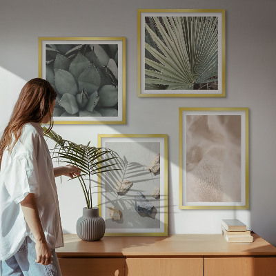 Conjunto de 4 quadros com moldura Texturas de pedra, madeira e tecido