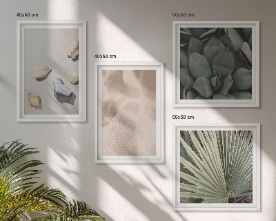 Conjunto de 4 quadros com moldura Texturas de pedra, madeira e tecido