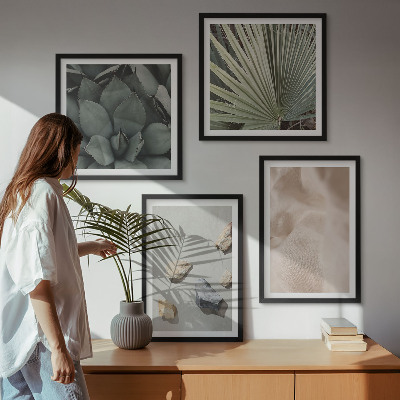 Conjunto de 4 quadros com moldura Texturas de pedra, madeira e tecido