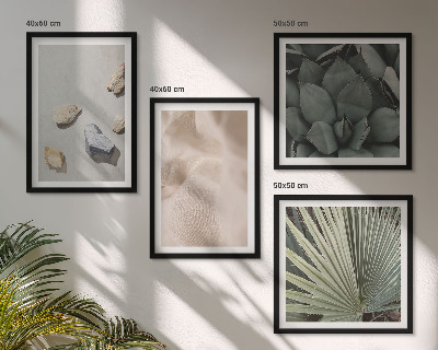 Conjunto de 4 quadros com moldura Texturas de pedra, madeira e tecido