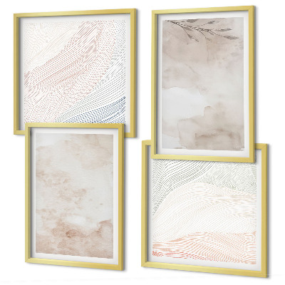 Composição de quadros Folhas em aquarela em tons pastel