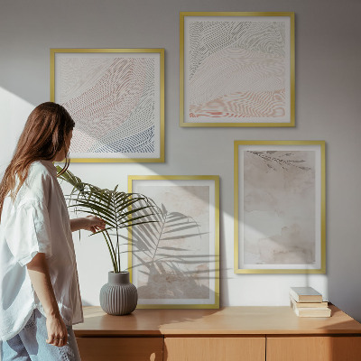 Composição de quadros Folhas em aquarela em tons pastel