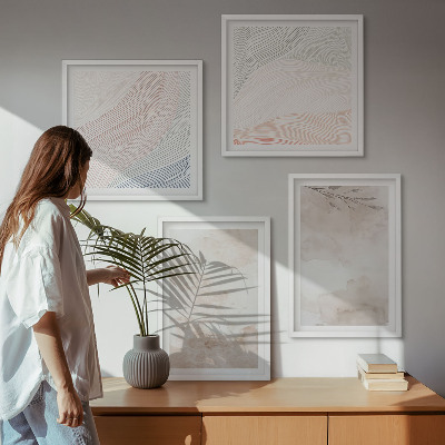 Composição de quadros Folhas em aquarela em tons pastel