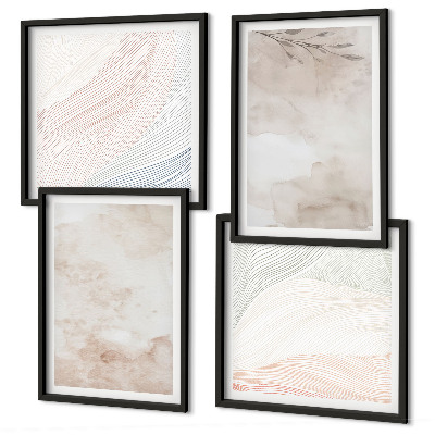 Composição de quadros Folhas em aquarela em tons pastel
