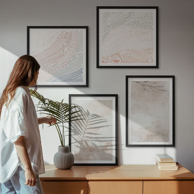 Composição de quadros Folhas em aquarela em tons pastel