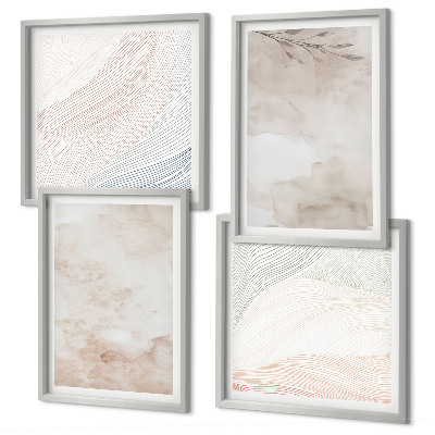 Composição de quadros Folhas em aquarela em tons pastel