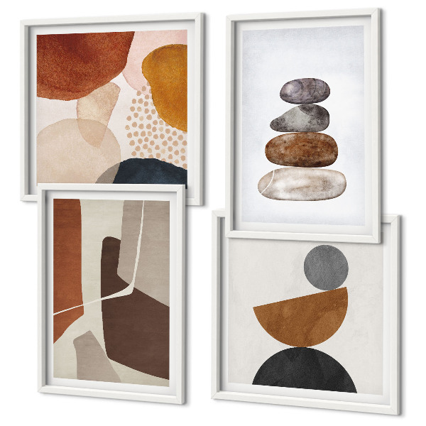 Conjunto de 4 quadros com moldura Decorações de pintura abstrata