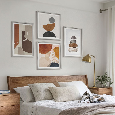 Conjunto de 4 quadros com moldura Decorações de pintura abstrata