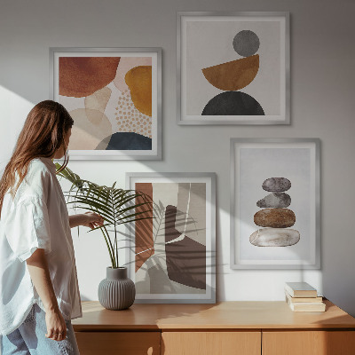 Conjunto de 4 quadros com moldura Decorações de pintura abstrata