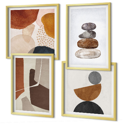 Conjunto de 4 quadros com moldura Decorações de pintura abstrata