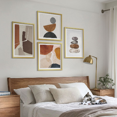 Conjunto de 4 quadros com moldura Decorações de pintura abstrata