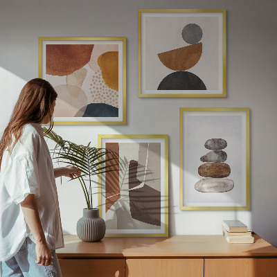 Conjunto de 4 quadros com moldura Decorações de pintura abstrata