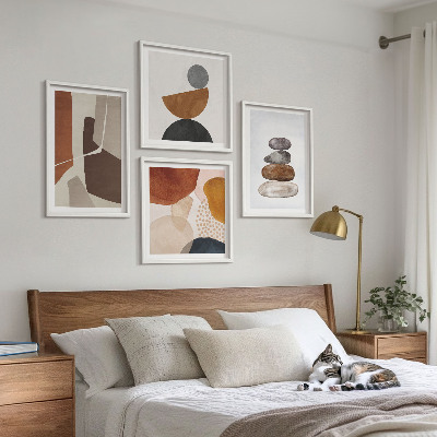 Conjunto de 4 quadros com moldura Decorações de pintura abstrata