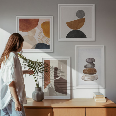 Conjunto de 4 quadros com moldura Decorações de pintura abstrata