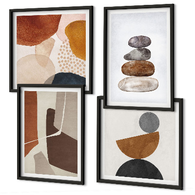 Conjunto de 4 quadros com moldura Decorações de pintura abstrata