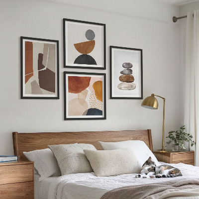Conjunto de 4 quadros com moldura Decorações de pintura abstrata