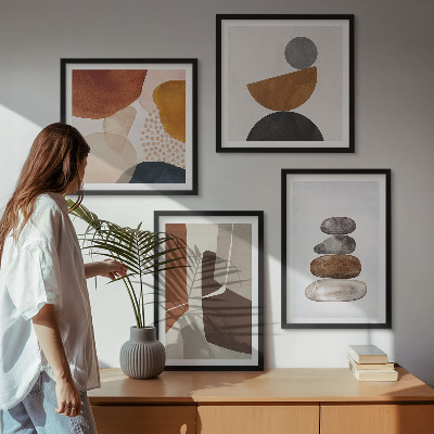 Conjunto de 4 quadros com moldura Decorações de pintura abstrata