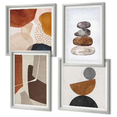 Conjunto de 4 quadros com moldura Decorações de pintura abstrata