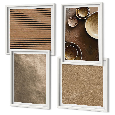 Conjunto de 4 quadros com moldura Estruturas de pedra modernas