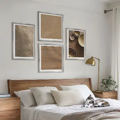 Conjunto de 4 quadros com moldura com estampas de estruturas de pedra modernas