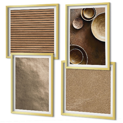 Conjunto de 4 quadros com moldura Estruturas de pedra modernas