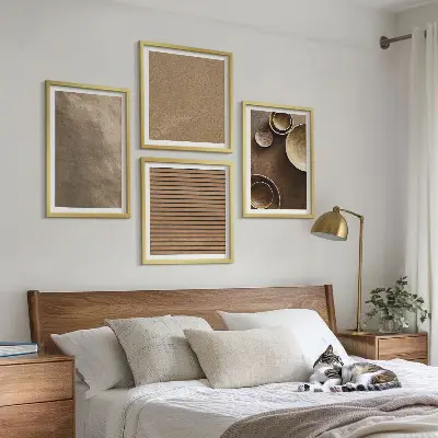 Conjunto de 4 quadros com moldura com estampas de estruturas de pedra modernas